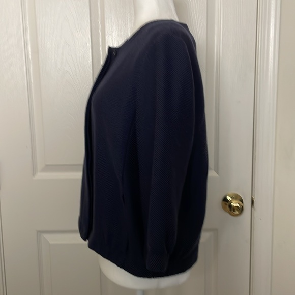 Eileen Fisher: Navy Waffle Weave Jacket with snap closure - Picture 5 of 10